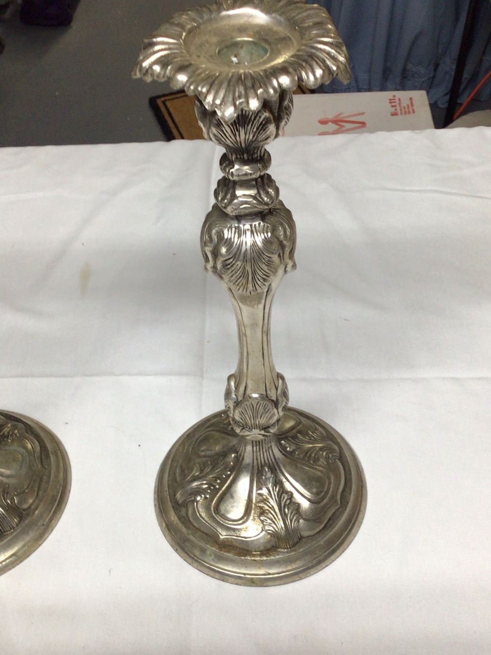 Ornate Silver Decorative Metal Candlestick - Classic Home Accent